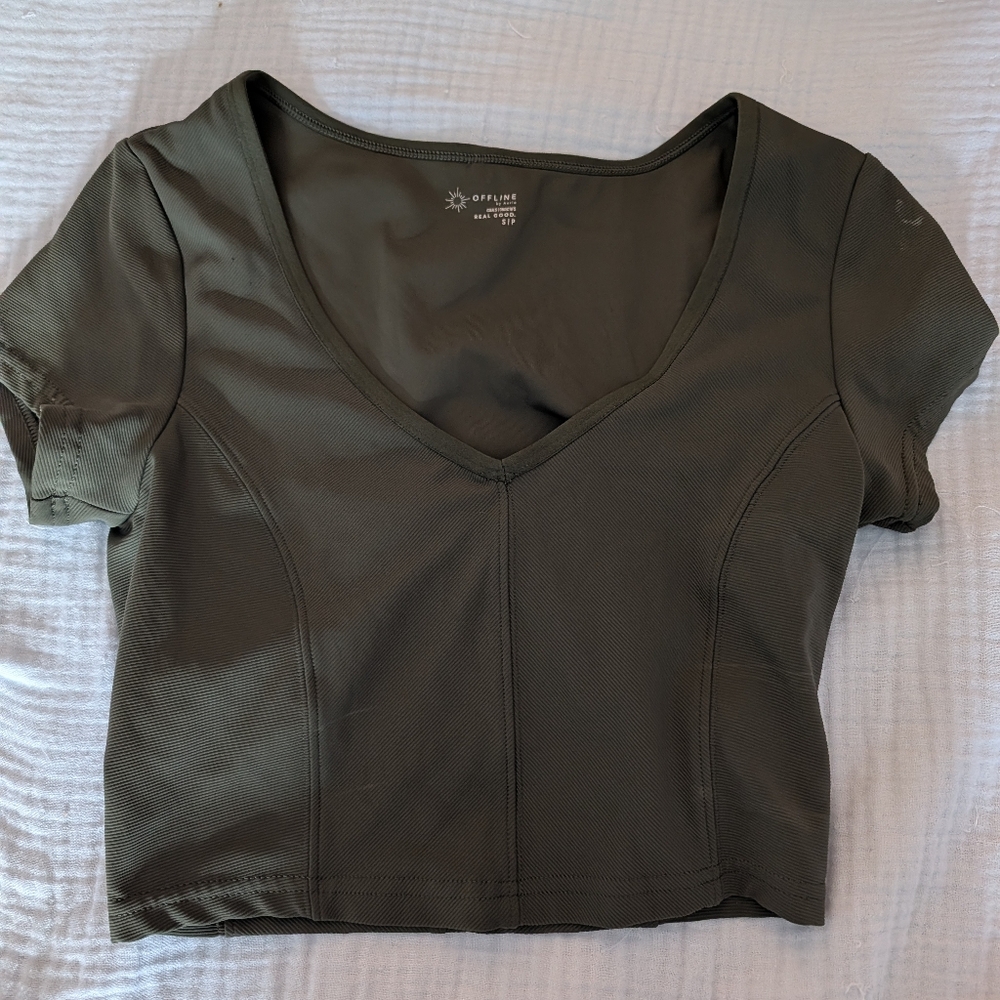 Aerie Deep Olive Crop Top